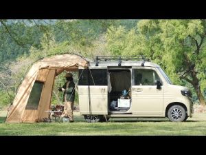【車中泊】新しいテントと軽自動車でソロキャンプ| ワークマン耐久撥水ジョイントシェルター|minivan car camping